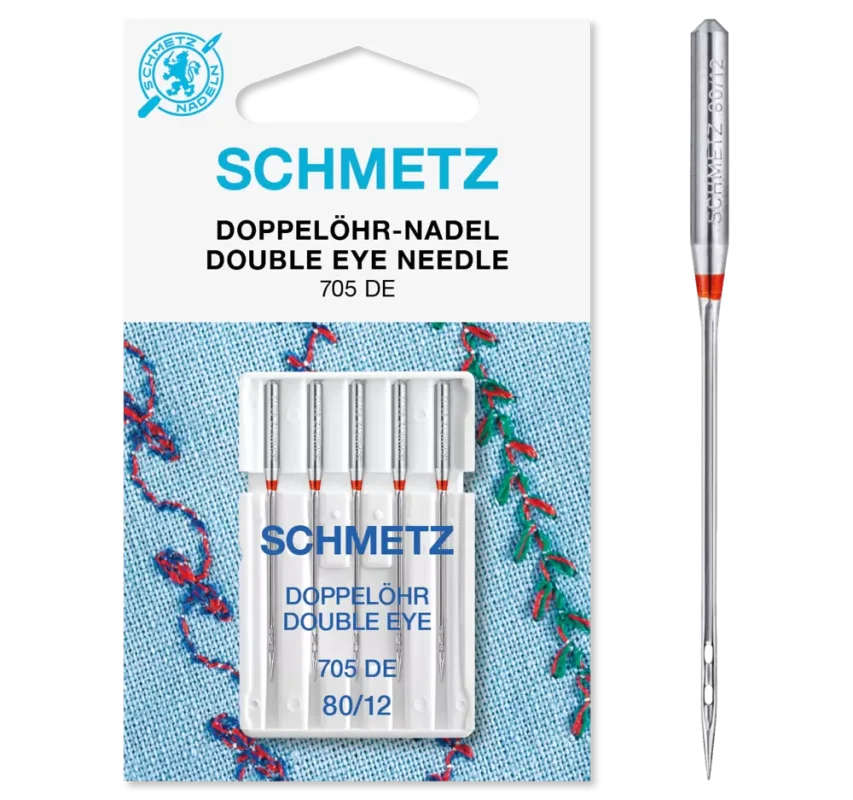 Schneller Versand Schmetz 705 DE VCS Doppelöhr-Nadel Starke NM80 5er Pack