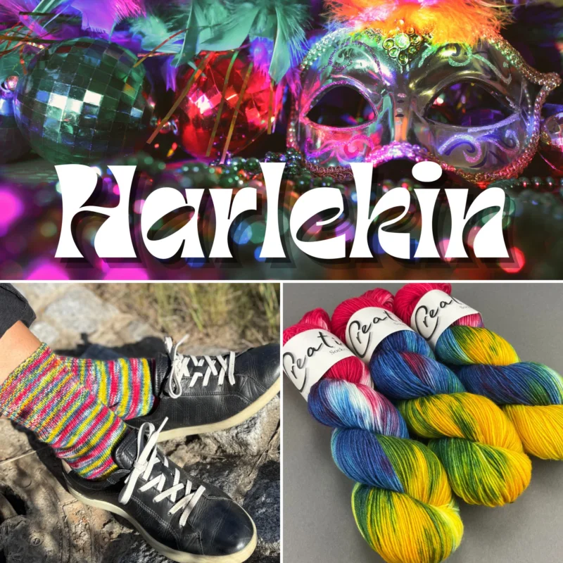 Neue Kollektion Creativo Sockenwolle handgefärbt Harlekin