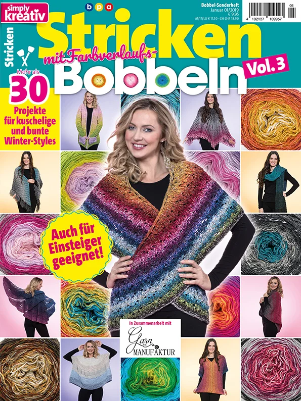 Zeitschift Simply Kreativ Stricken mit Farbverlaufs-Bobbel Vol. 3 Sonderangebot