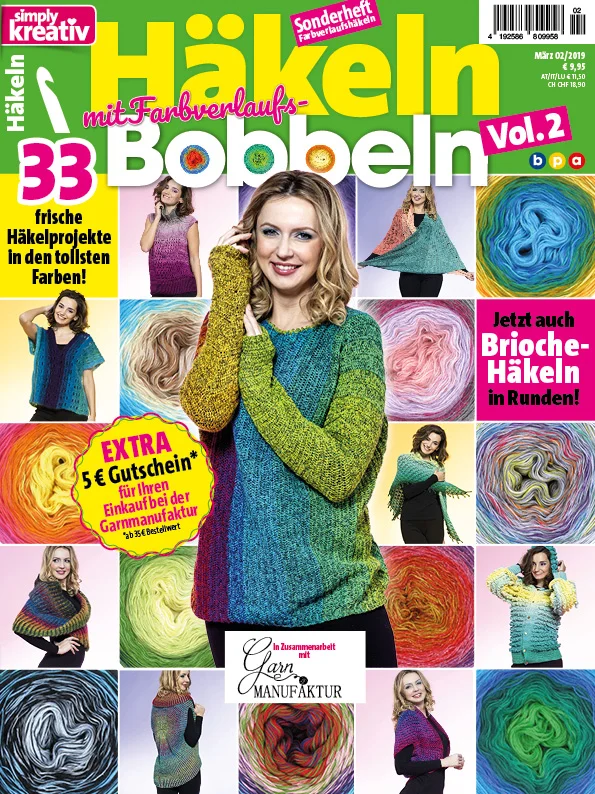 Zeitschift Simply Kreativ Häkeln mit Farbverlaufs-Bobbel Vol. 2 Kostenloser Versand