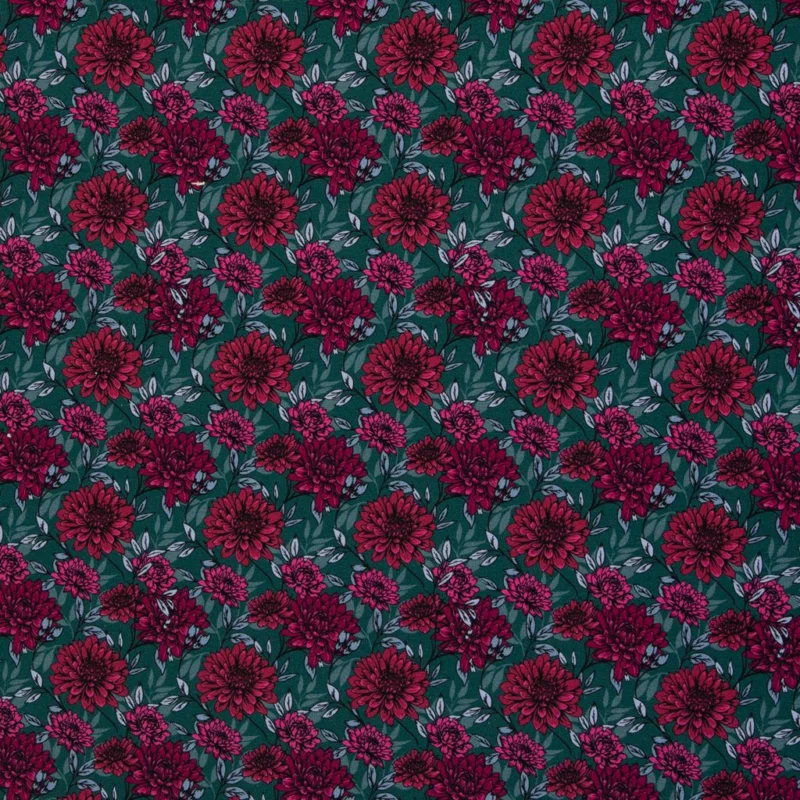 Modal French Terry - Swafing - Kairo - Blüten auf Petrol Echt