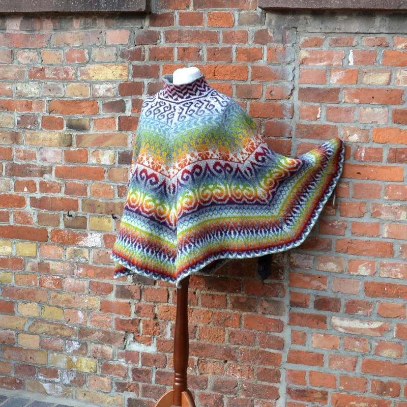 Heißes Angebot StrickSet inkl. PDF-Strickanleitung Multicolori Rainbow Poncho