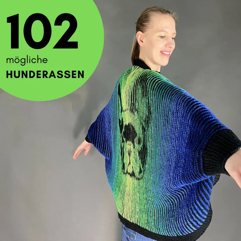 Kostenfreie Lieferung StrickSet inkl. PDF-Strickanleitung LoLa Bobbel Boxx 8fach Illusionsstricken Seelenwärmer Hunderassen