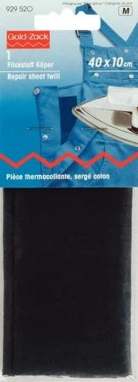 Prym Flickstoff Köper (zum Aufbügeln) 40x10 cm schwarz Neue Ware