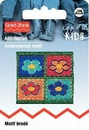 Markenprodukt Applikation Patch 4 Blumen eckig