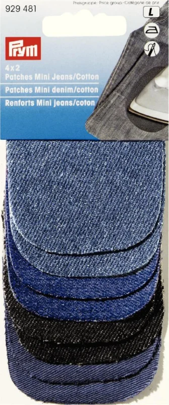 Neu 4x2 Patches Mini Jeans/Cotton sort.8x6cm