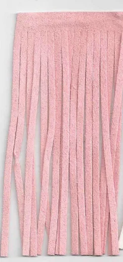 Zertifiziert Fransenband rosa Länge: 12cm 100% Kunstfaser Wildleder