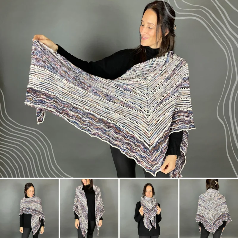 Highlight StrickSet inkl. PDF-Strickanleitung Creativo Sockenwolle handgefärbt Tuch Lebenslinien