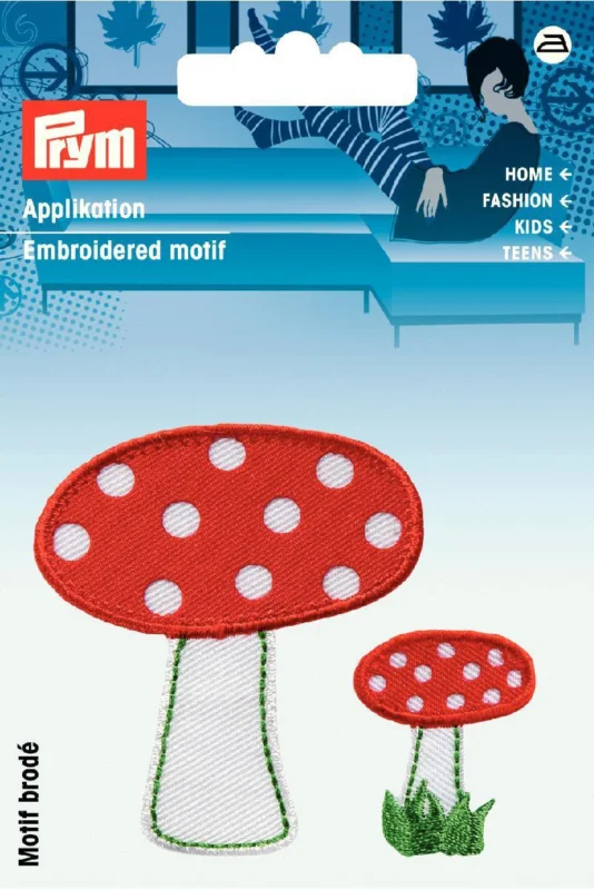 Schnäppchen Prym Applikation Pilz Pfiffer 2 Stück 5x6 und 2,5x3cm