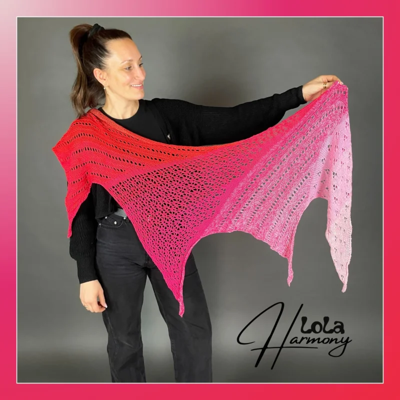Zertifiziert StrickSet inkl. PDF-Strickanleitung LoLa Harmony 4fach Zackentuch Zuckerperle
