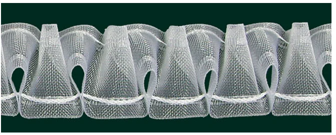 Neue Kollektion Gardinenband Vitragenband Smok volltransparent 35mm 1:2,5
