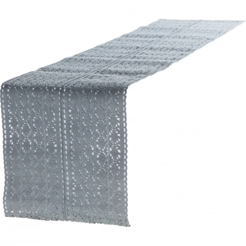 Billig Tischläufer Mirthe Häkel grau 30x140cm