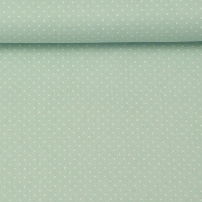 Baumwollstoff Punkte mini Ø 1mm mint weiß Sale