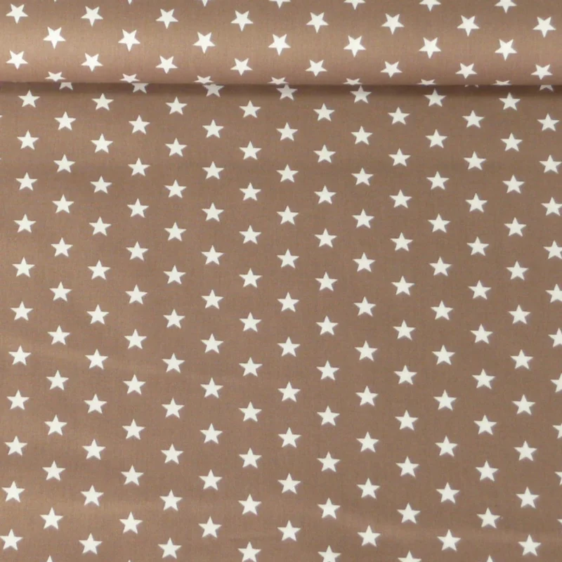 Kostenfreie Lieferung Baumwollstoff Sterne ca. 1x1cm braun weiß 1,40m Breite