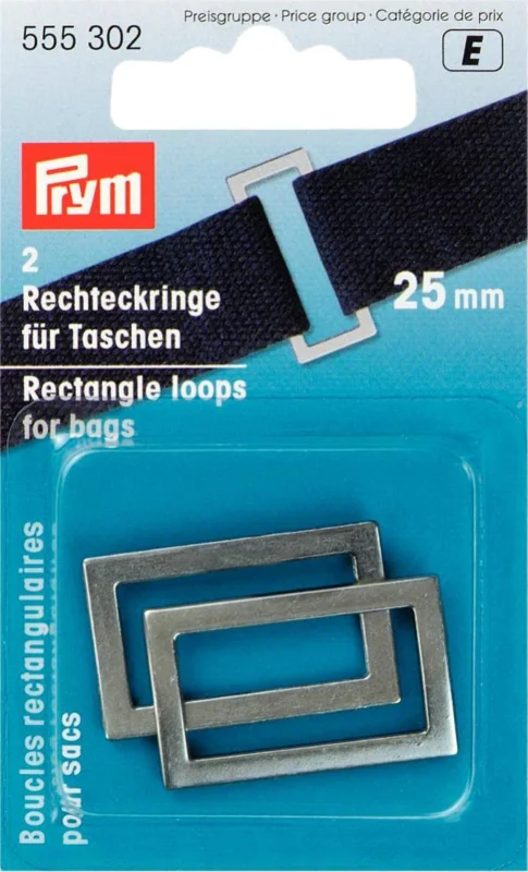 Zertifiziert Prym 2 Rechteckringe für Taschen alt-silberfarbig 25mm
