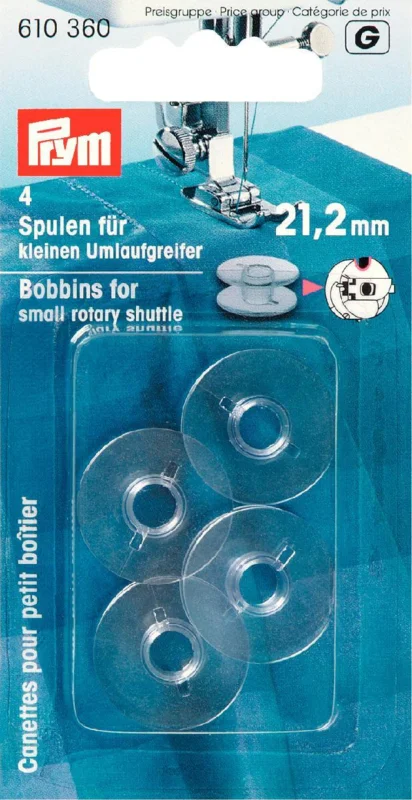 Prym 4 Nähmaschinen Spulen für kleinen Umlaufgreifer 21,2mm Begrenztes Angebot