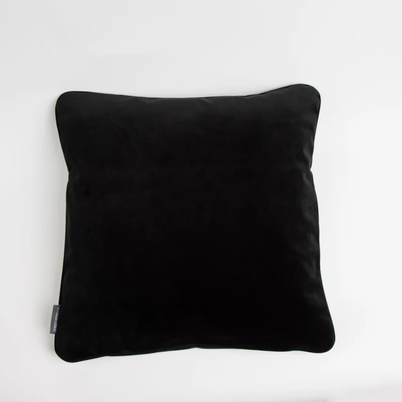 SCHÖNER LEBEN. Samtkissen mit Kederumrandung und Federfüllung schwarz 50x50cm Preisknaller