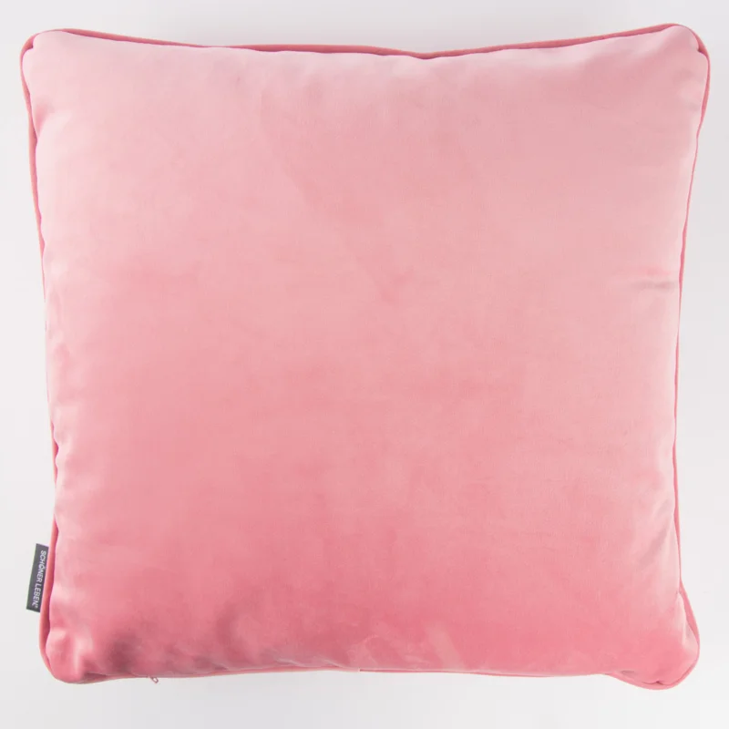 SCHÖNER LEBEN. Samtkissen mit Kederumrandung und Federfüllung rosa 50x50cm Preisknaller