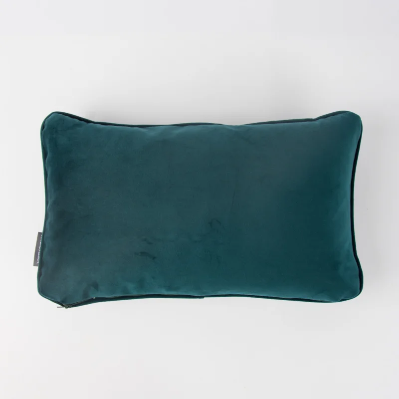 SCHÖNER LEBEN. Samtkissen mit Kederumrandung und Federfüllung petrol 30x50cm Nur Für Kurze Zeit