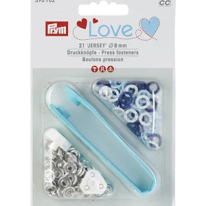 Zertifiziert Prym Jersey Druckknöpfe Metall Ø8mm blau weiß 21 Stück
