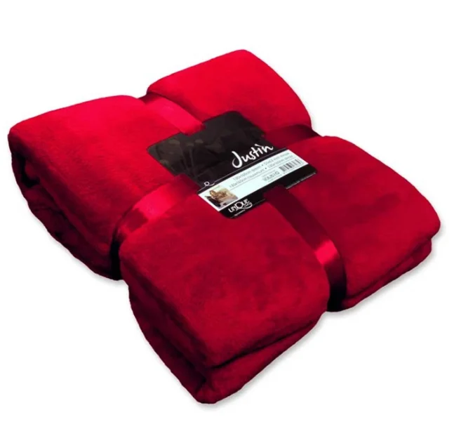 Zertifiziert Mikrofaserdecke Kuscheldecke Plaid Justin rot XL 150x200cm