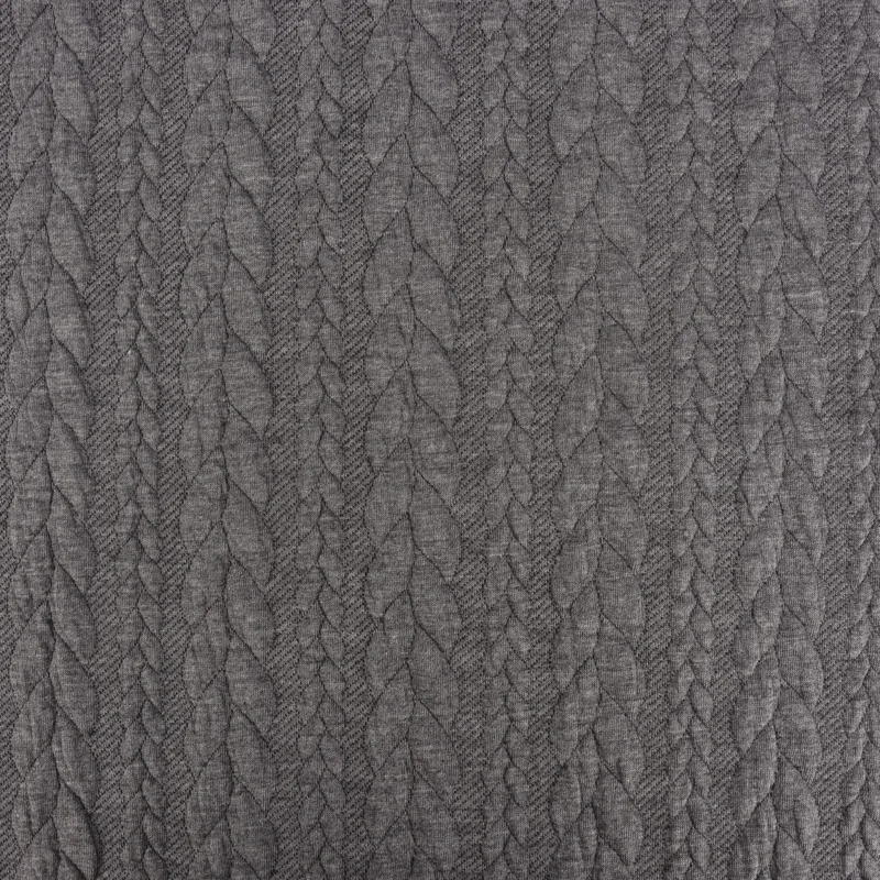 Schnäppchen Bekleidungsstoff Cably Zopfmuster einfarbig mittel grau meliert 1,4m Breite