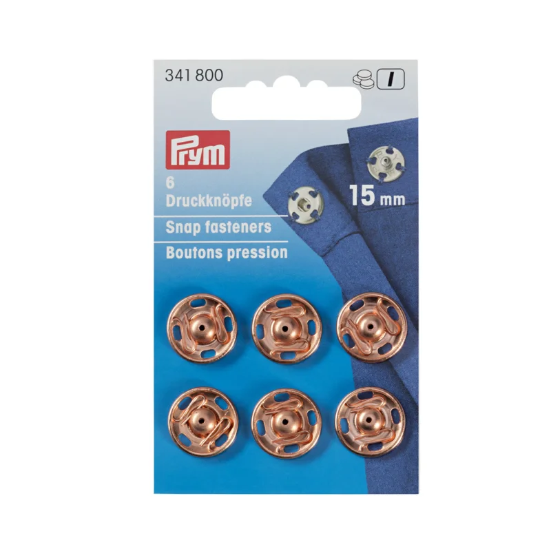Prym 6 Annäh Druckknöpfe Messing rosegoldfarbig 15mm Kostenloser Rückversand