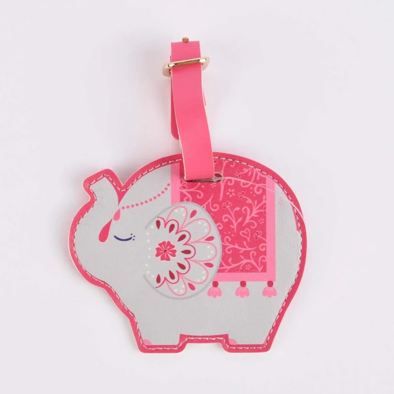 Sass & Belle Gepäckanhänger Elefant pink grau 9,5x13cm Neue Kollektion
