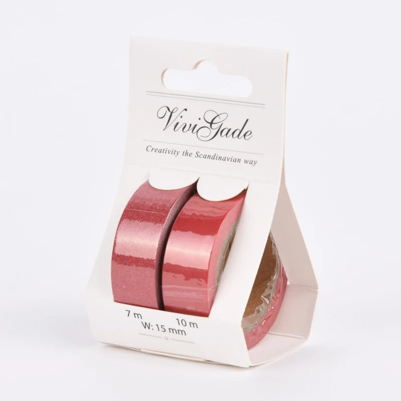 Finale Aktion Creativ Company Design Tape 2 Rollen einfarbig rot glitzernd 15mm Breite