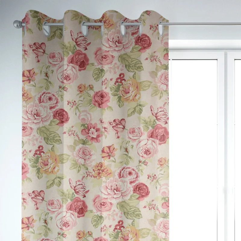SCHÖNER LEBEN. Vorhang Clarke & Clarke STUDIO G Blumen Rosen beige grün rot 245cm oder Wunschlänge Neue Ware