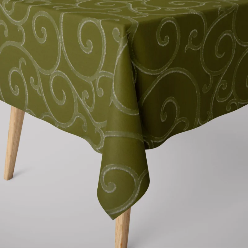 Jetzt Kaufen SCHÖNER LEBEN. Tischdecke Ornamente Schnörkel Lurex grün silberfarbig verschiedene Größen