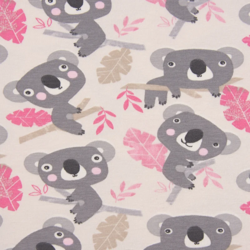 Baumwolljersey Jersey Koala Eukalyptus weiß grau rosa sand 1,65m Breite Meistverkauft