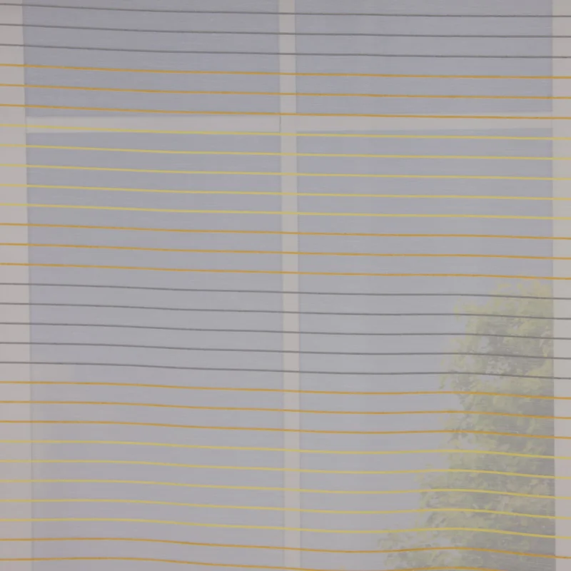 Dekostoff Gardinenstoff Voile Malados Streifen transparent weiß gelb grau 1,50m Breite Markenware