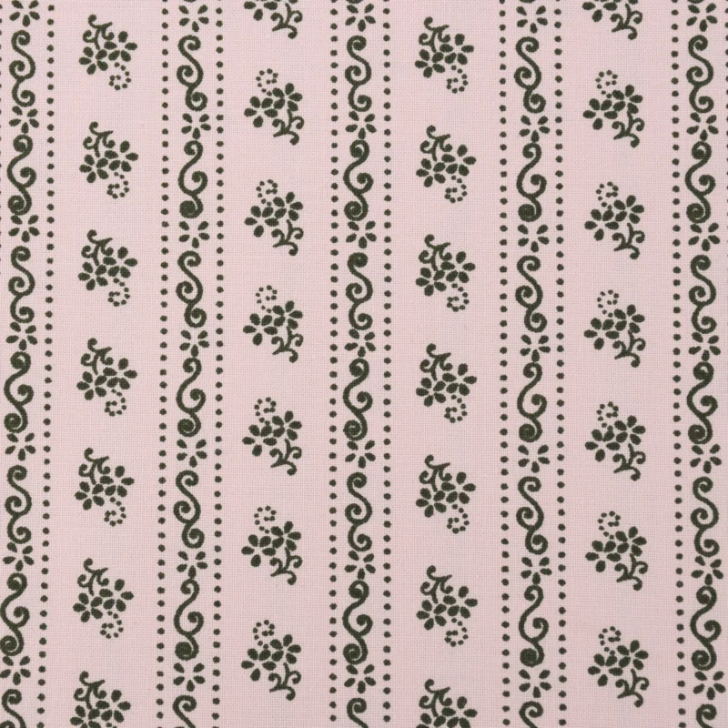 Zertifiziert Baumwollstoff Trachten Blumen Ranken Punkte rosa khaki 1,50m Breite