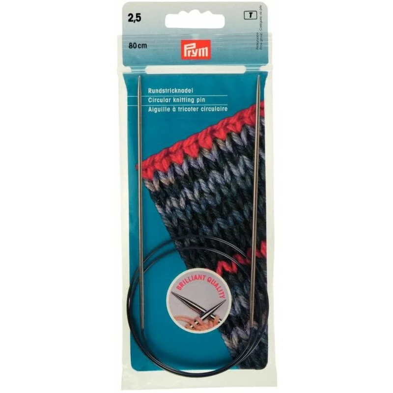 Zertifiziert Prym Circular Knitting pins brass80 cm 2.50 mm silver col (1 pc)