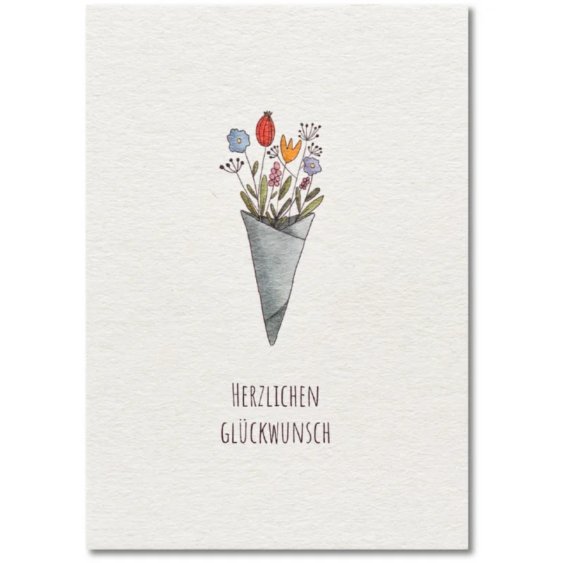 KEITCARDS Postkarte Blumenstrauß Herzlichen Glückwunsch 10,5x14,7cm Preisknaller