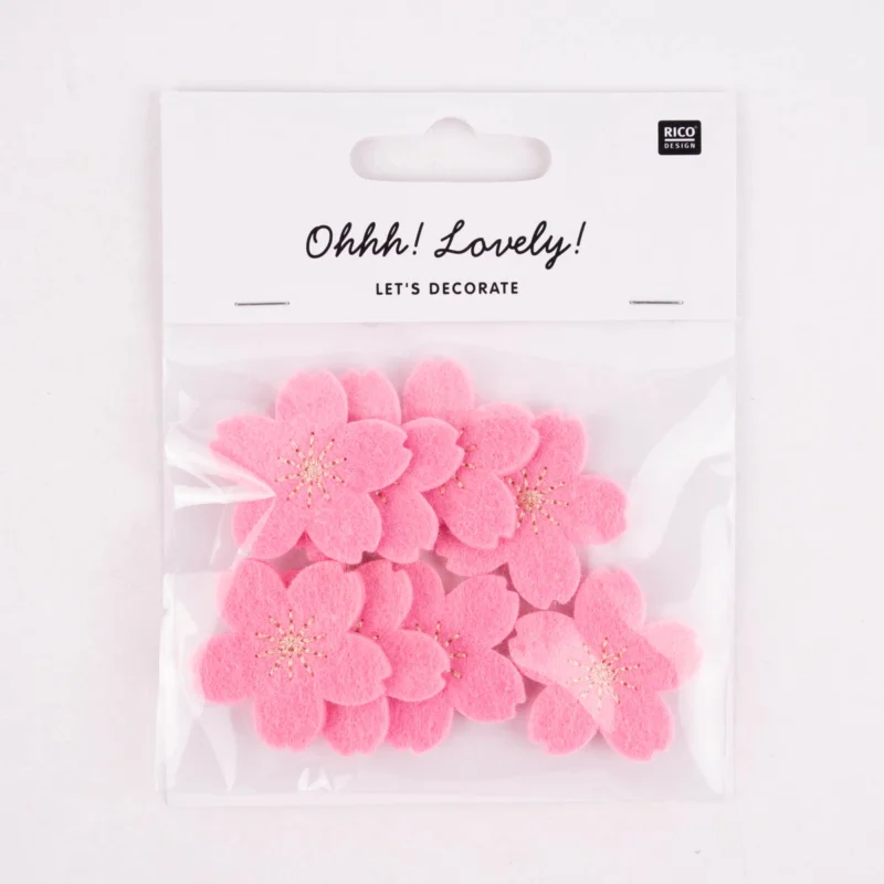 Zertifiziert Rico Design Dekostreu Kirschblüten Filz pink 8teilig 3,5x3,5cm