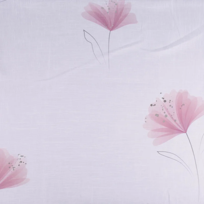 Zertifiziert Gardinenstoff Gardinenstores Voile Struktur Blumen Blüten raumhoch weiß mauve 290cm