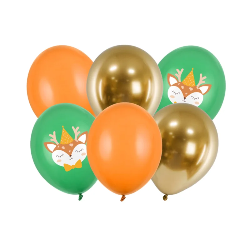 Zertifiziert Luftballon Rehkitz orange grün goldfarbig 6 Stück