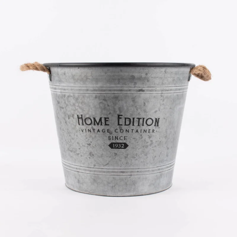 XL Pflanztopf Home Edition verzinkt silberfarbig mit Jutegriffen 37,5x30,5cm Kostenfreie Lieferung