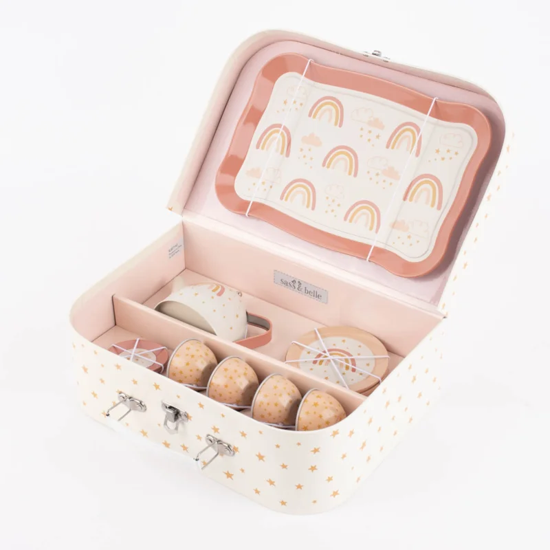 Sass & Belle Kinder-Teeset Earth Rainbow 14-teilig creme gelb rosa 29x9,5x19,5cm Echt