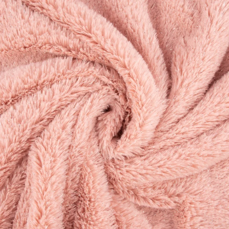 Sonderangebot Fellimitat Kunstfell mit Lurex Glitzer rosa silberfarbig 1,5m Breite