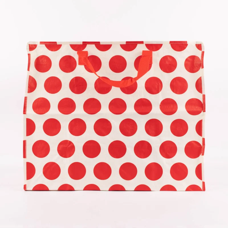 XXL Shopper Punkte aus recyceltem Material weiß rot 55x48x28cm Versand Am Gleichen Tag