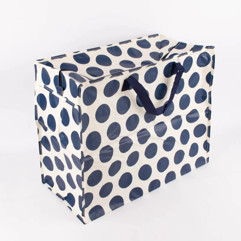 XXL Shopper Punkte aus recyceltem Material weiß blau 55x48x28cm Echt