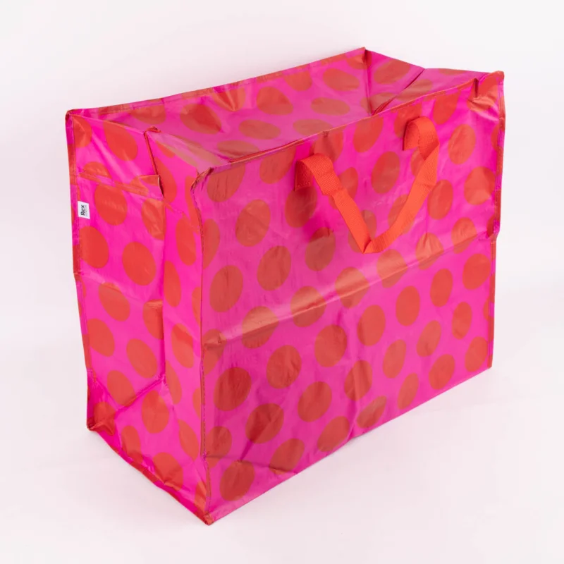 XXL Shopper Punkte aus recyceltem Material pink rot 55x48x28cm Markenprodukt