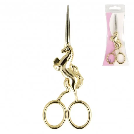 Zertifiziert Stickschere Einhorn Metall goldfarbig 11cm