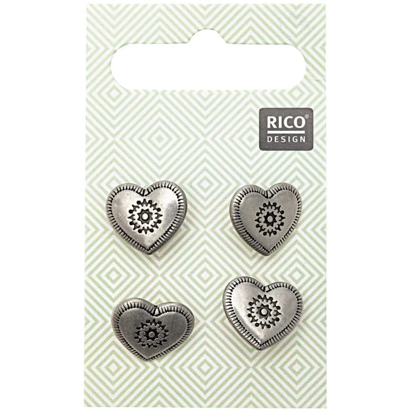 Zertifiziert Rico Design Trachtenknöpfe Metall Herz 1,5cm 4 Stk