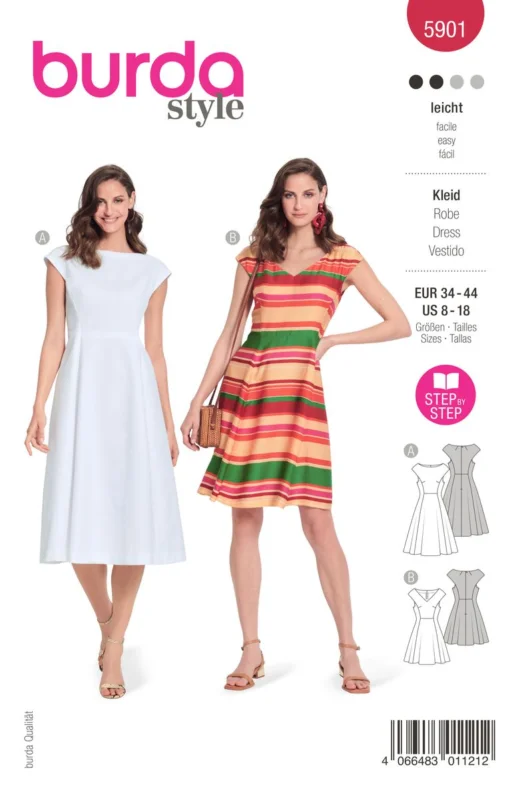 Burda Schnittmuster 5901 Damen Kleid Aktuell