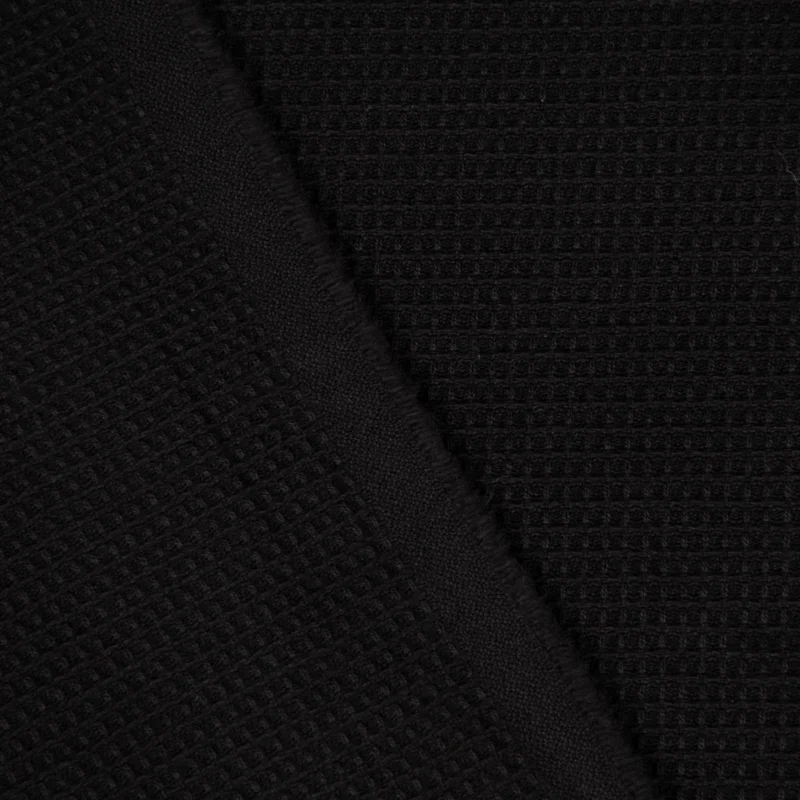 Dekostoff Baumwollstoff überbreit Waffelrelief Kästchenstruktur schwarz 2,80m Breite Must-Have