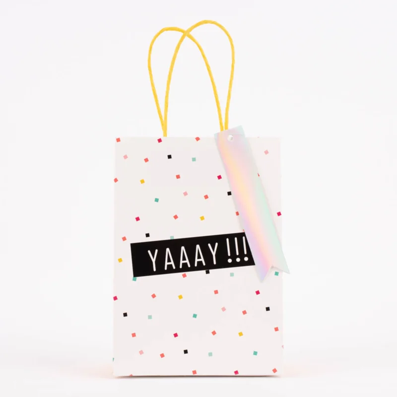 Geschenktüte bedruckt mit einfarbigem Henkel versch. Motive weiß bunt 15x8x21cm Direktkauf